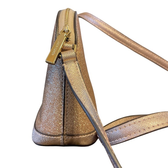 Kate Spade Tinsel Dome Crossbody Purse Rose Gold Glitter & Necklace - Picture 6 of 15